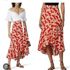 RTR Purge S XS Small repair Lot Kooples Red Silk Jupe Hi Lo Skirt